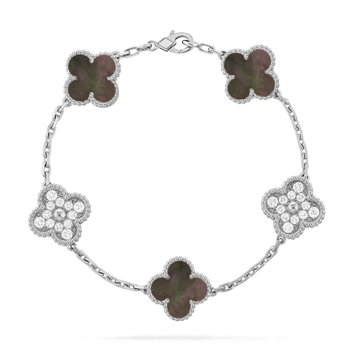 [Auream] CLOVER 5 MOTIF GRAY MOP BRACELET COLLECTION