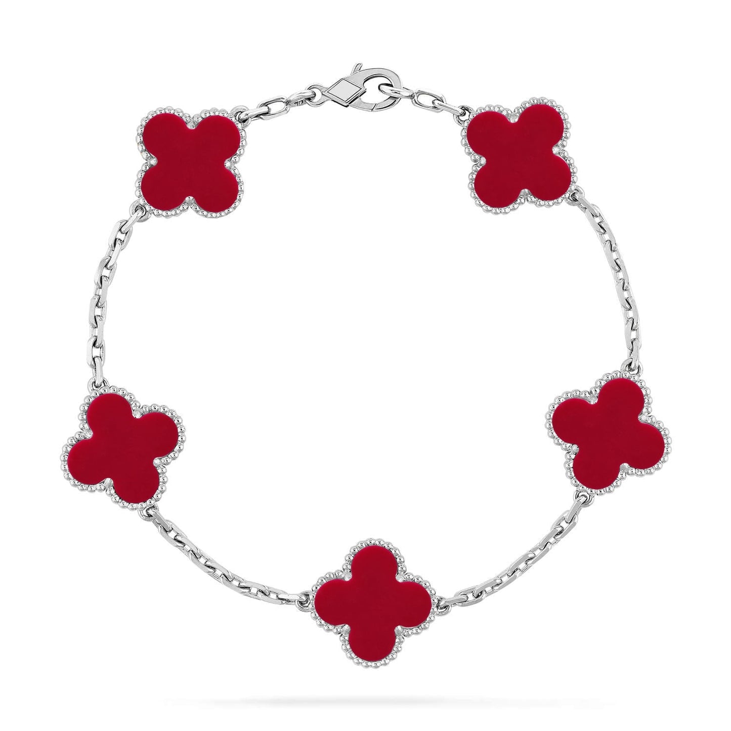 [Auream] CLOVER 5 MOTIF RED CORNELIAN BRACELET COLLECTION