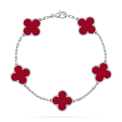 [Auream] CLOVER 5 MOTIF RED CORNELIAN BRACELET COLLECTION