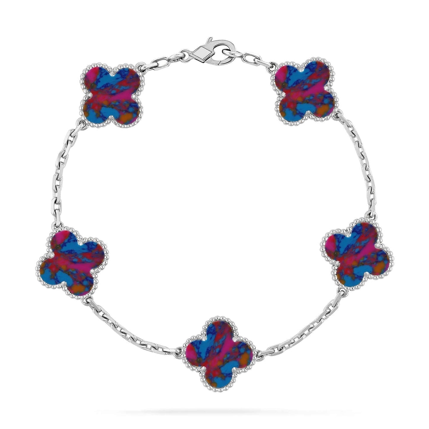 [Auream]CLOVER 5 MOTIF COLOR GEMSTONES BRACELET COLLECTION