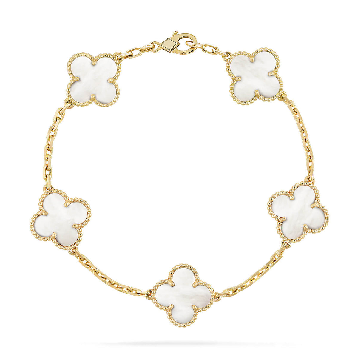 [Auream]CLOVER WHITE PEARL MOP 5 MOTIF BRACELET COLLECTION