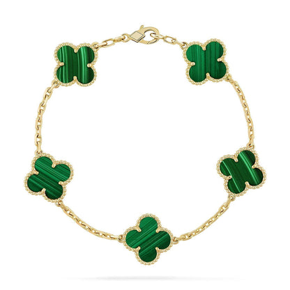 [Auream] CLOVER 5 MOTIF MALACHITE BRACELET COLLECTION