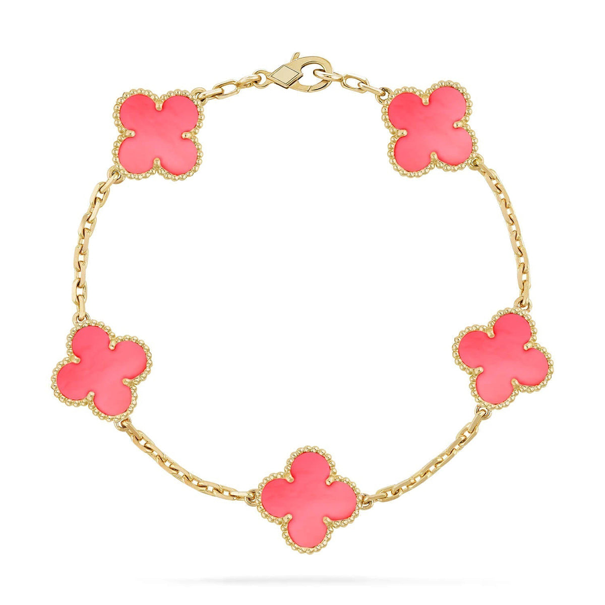 [Auream] CLOVER 5 MOTIFS  PINK MOP BRACELET COLLECTION