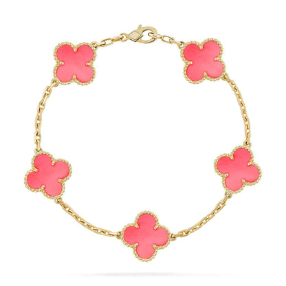 [Auream] CLOVER 5 MOTIFS  PINK MOP BRACELET COLLECTION