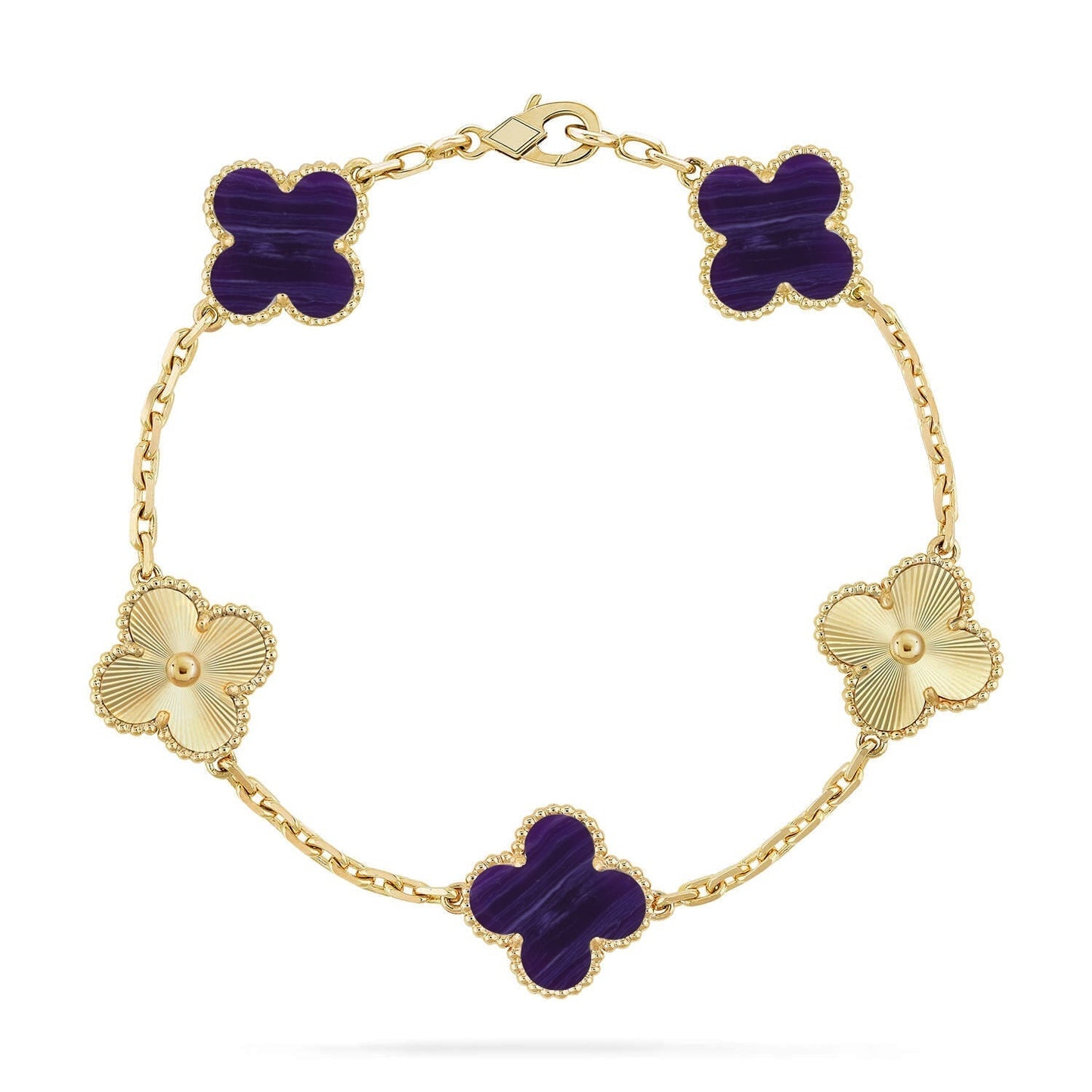 [Auream]CLOVER 5 MOTIF PURPLE STRIPES BRACELET COLLECTION