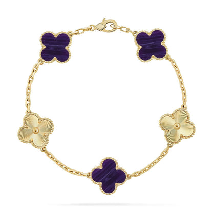 [Auream]CLOVER 5 MOTIF PURPLE STRIPES BRACELET COLLECTION