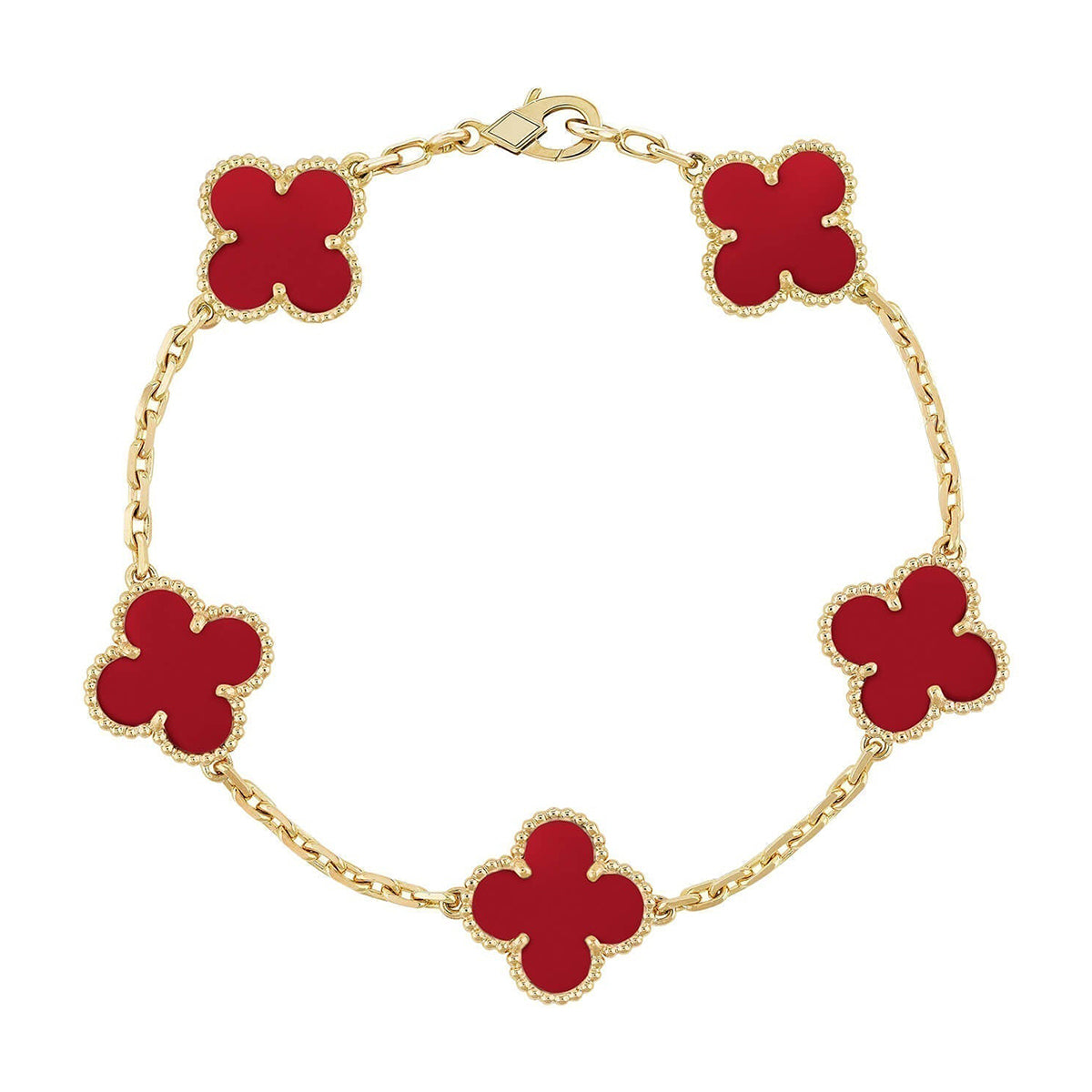 [Auream] CLOVER 5 MOTIF RED CORNELIAN BRACELET COLLECTION