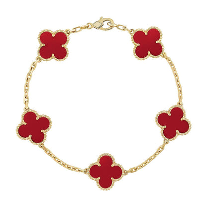[Auream] CLOVER 5 MOTIF RED CORNELIAN BRACELET COLLECTION