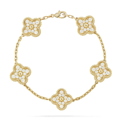 [Auream] CLOVER 5 MOTIF FULL DIAMOND BRACELET COLLECTION