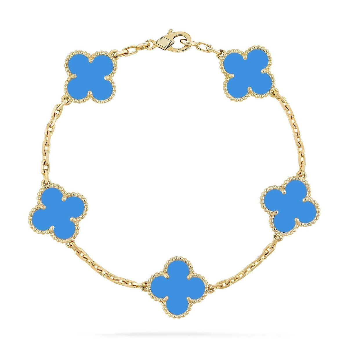 [Auream] CLOVER 5 MOTIF BLUE AGATE BRACELET COLLECTION