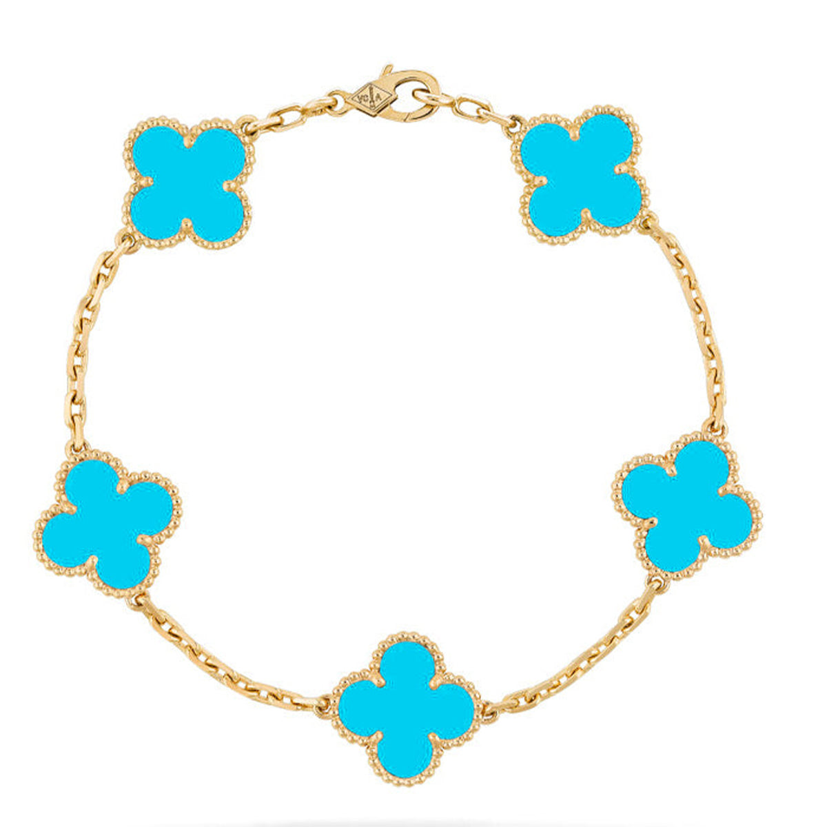 [Auream] CLOVER 5 MOTIF TURQUOISE BRACELET COLLECTION