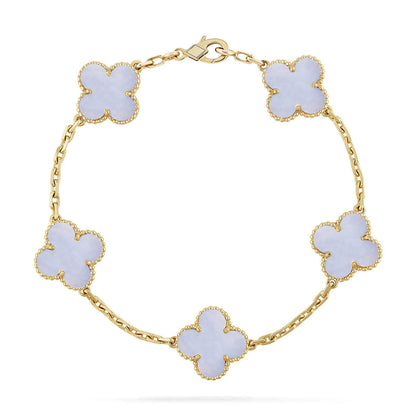 [Auream] CLOVER 5 MOTIF PURPLE CHALCEDONY BRACELET COLLECTION