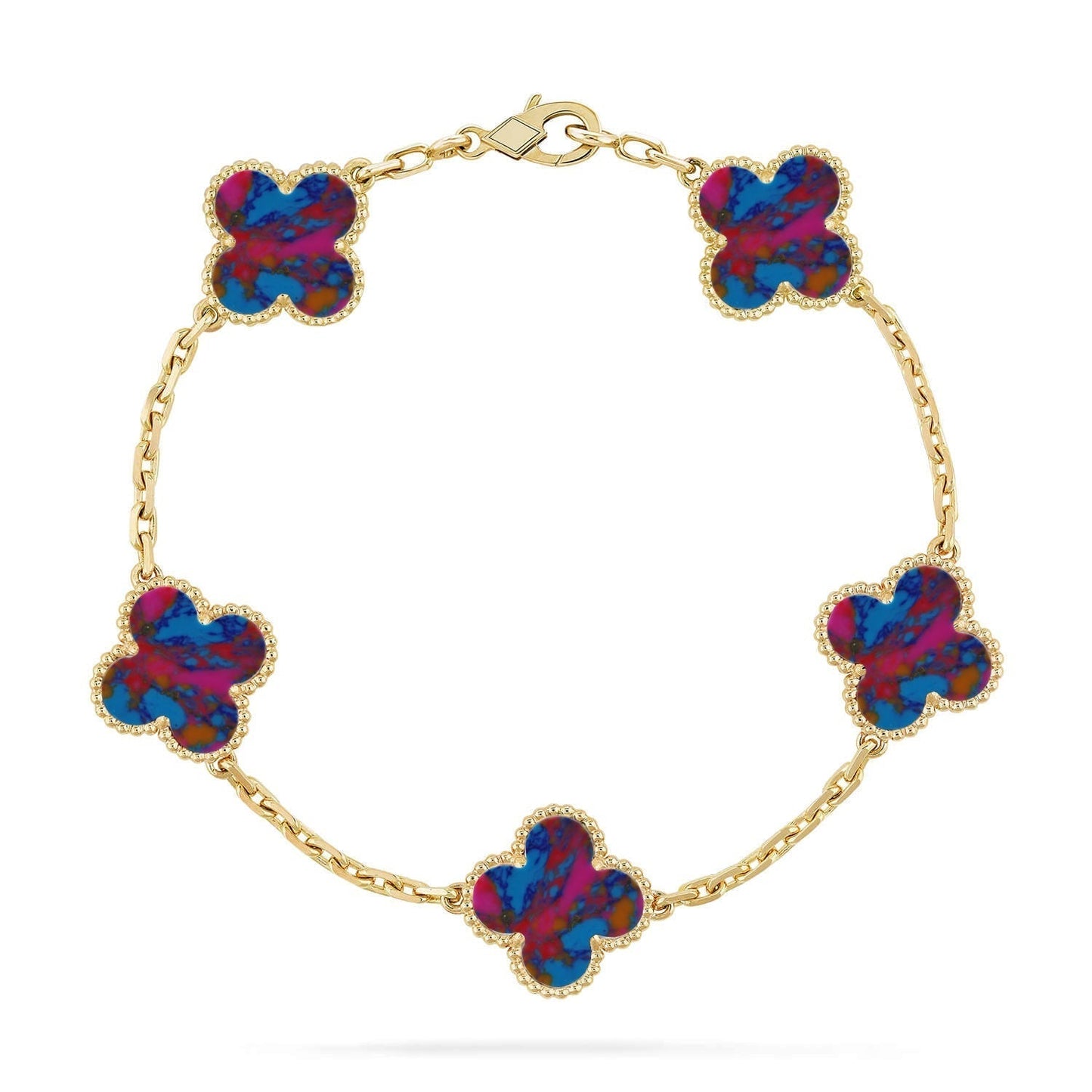 [Auream]CLOVER 5 MOTIF COLOR GEMSTONES BRACELET COLLECTION