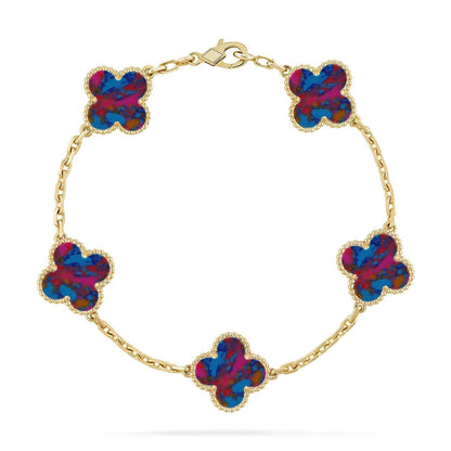 [Auream]CLOVER 5 MOTIF COLOR GEMSTONES BRACELET COLLECTION