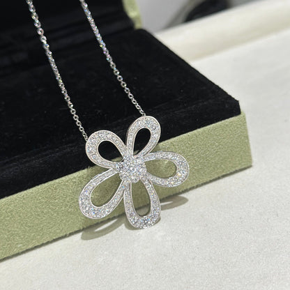 [Auream]FLOWERLACE NECKLACE FULL DIAMONDS