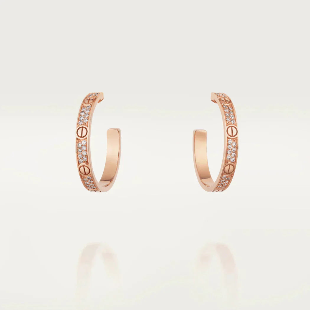 [Auream]LOVE DIAMOND PINK GOLD HOOP EARRINGS