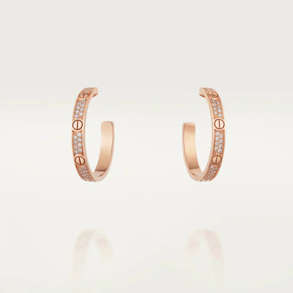 [Auream]LOVE DIAMOND PINK GOLD HOOP EARRINGS