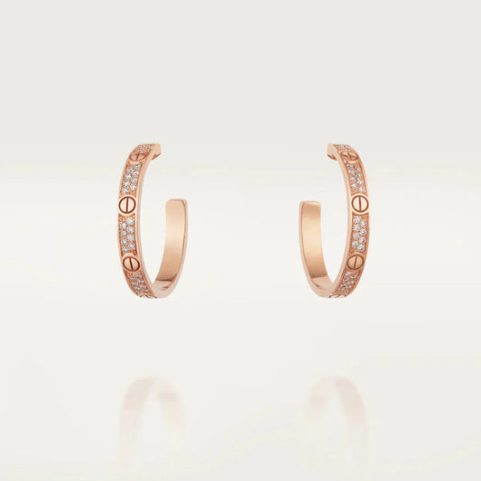 [Auream]LOVE DIAMOND PINK GOLD HOOP EARRINGS