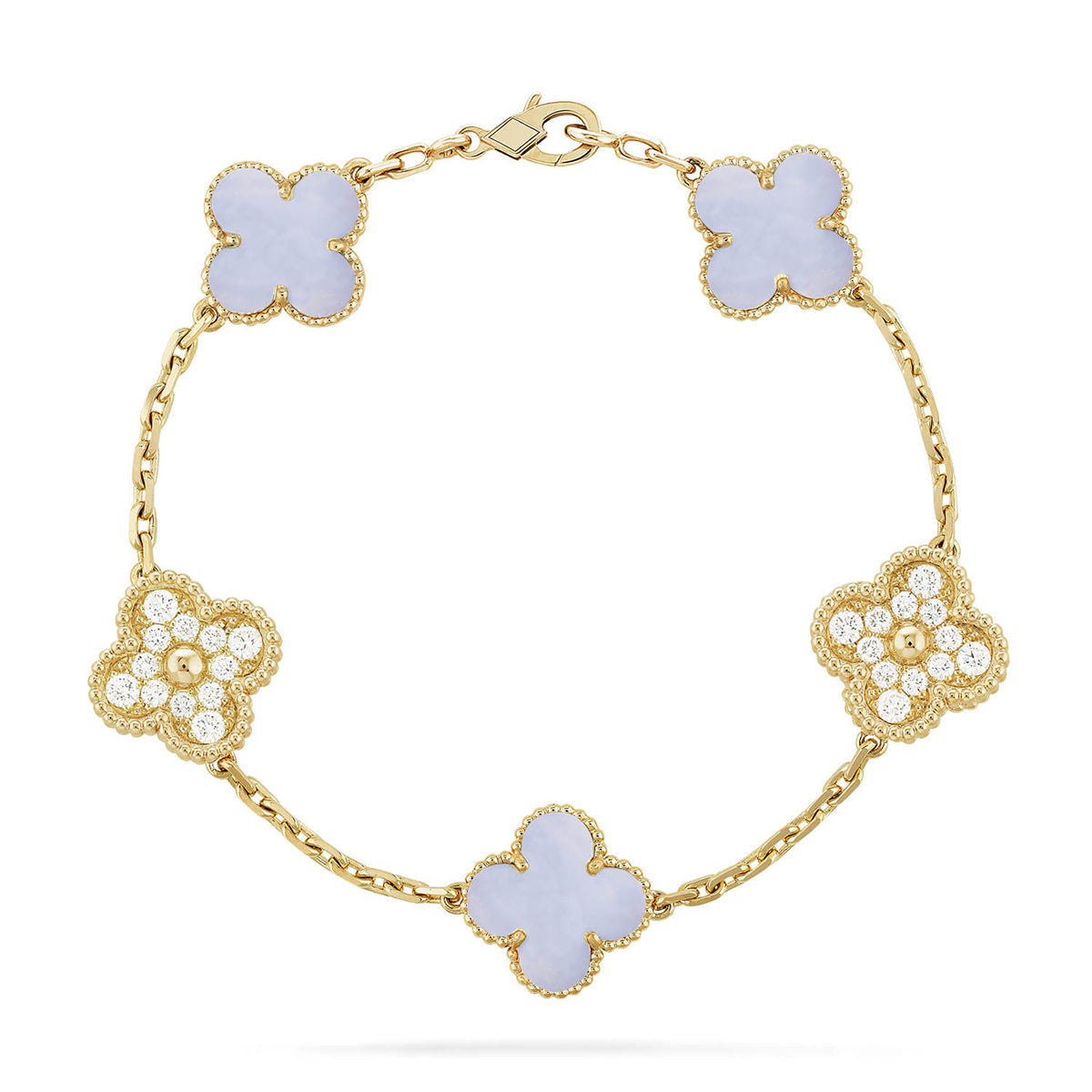 [Auream] CLOVER 5 MOTIF PURPLE CHALCEDONY BRACELET COLLECTION