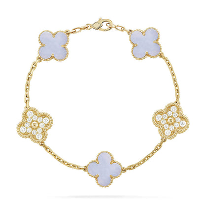 [Auream] CLOVER 5 MOTIF PURPLE CHALCEDONY BRACELET COLLECTION