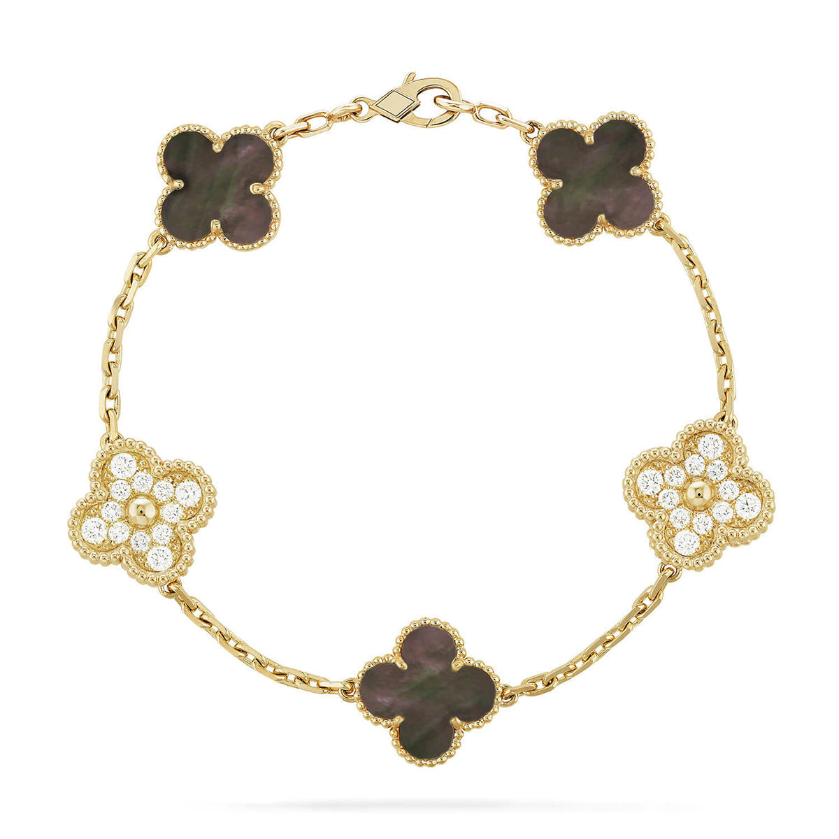[Auream] CLOVER 5 MOTIF GRAY MOP BRACELET COLLECTION