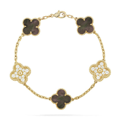 [Auream] CLOVER 5 MOTIF GRAY MOP BRACELET COLLECTION