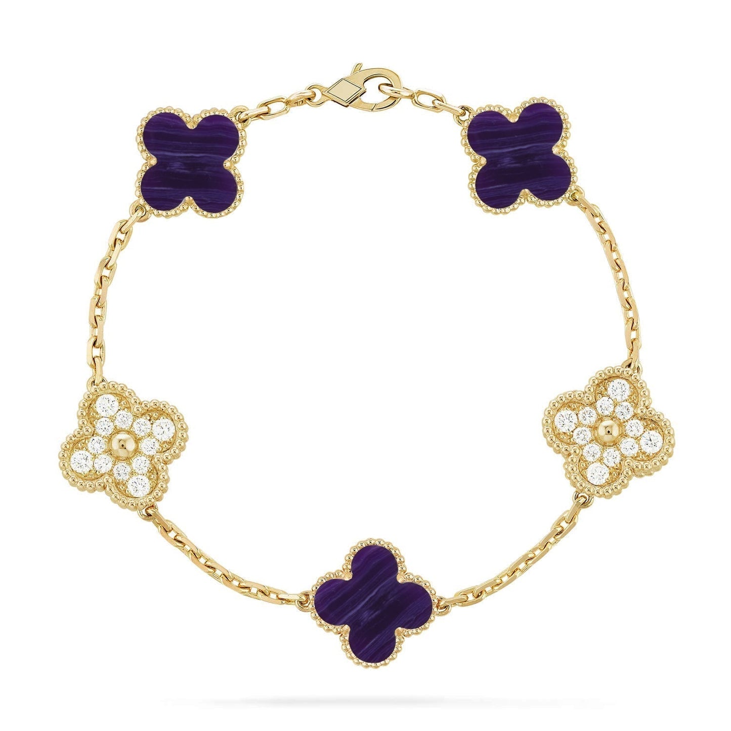 [Auream]CLOVER 5 MOTIF PURPLE STRIPES BRACELET COLLECTION