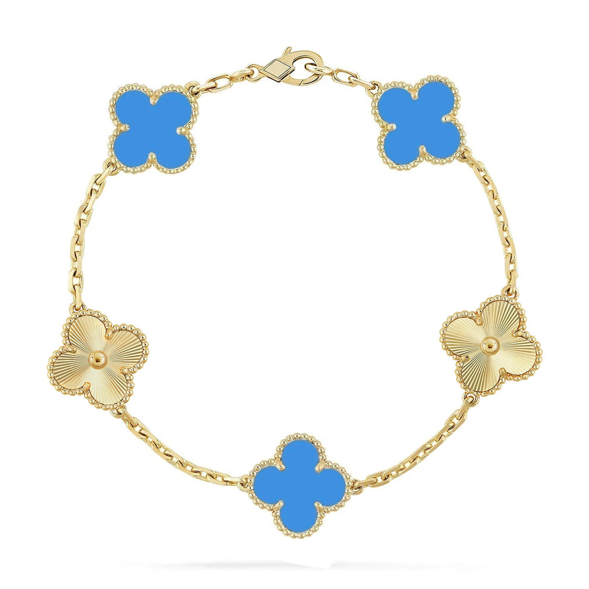 [Auream] CLOVER 5 MOTIF BLUE AGATE BRACELET COLLECTION