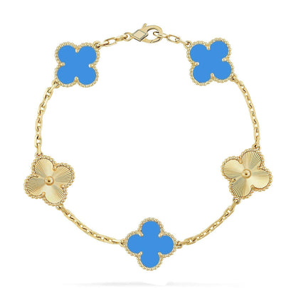 [Auream] CLOVER 5 MOTIF BLUE AGATE BRACELET COLLECTION