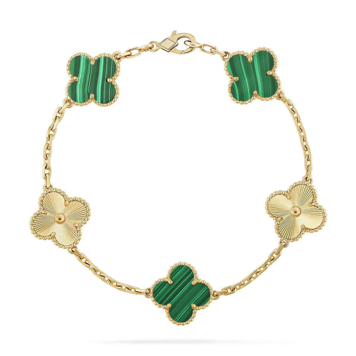 [Auream] CLOVER 5 MOTIF MALACHITE BRACELET COLLECTION