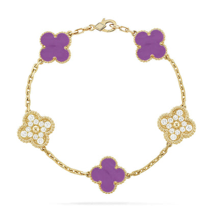 [Auream] CLOVER 5 MOTIF VIOLET BRACELET COLLECTION