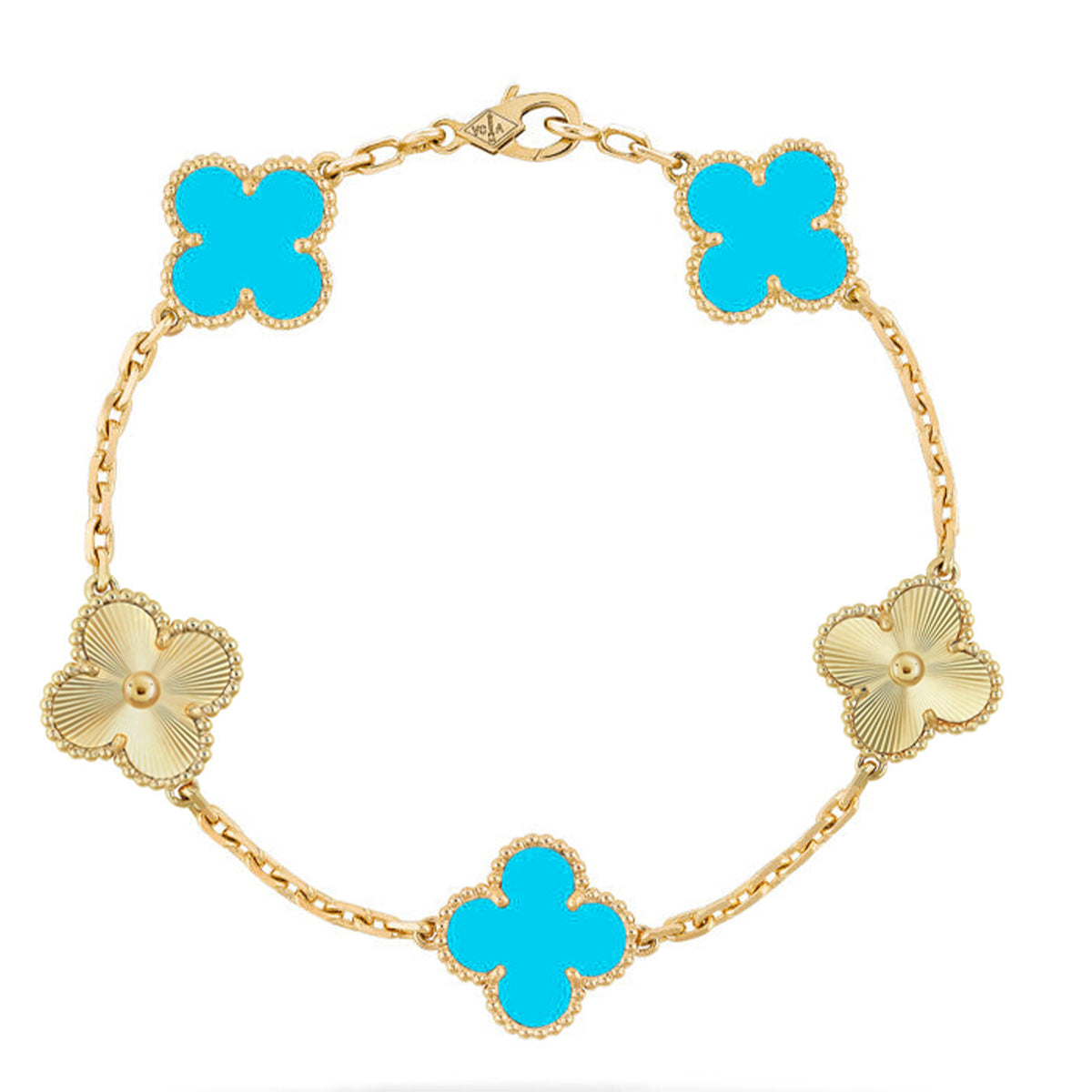 [Auream] CLOVER 5 MOTIF TURQUOISE BRACELET COLLECTION
