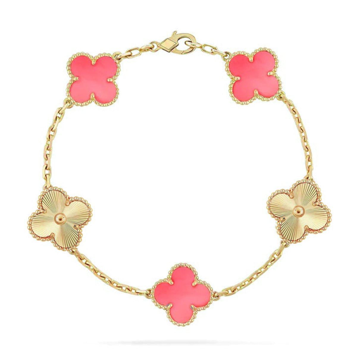 [Auream] CLOVER 5 MOTIFS  PINK MOP BRACELET COLLECTION