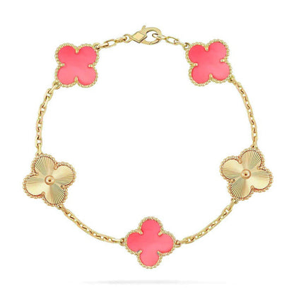 [Auream] CLOVER 5 MOTIFS  PINK MOP BRACELET COLLECTION