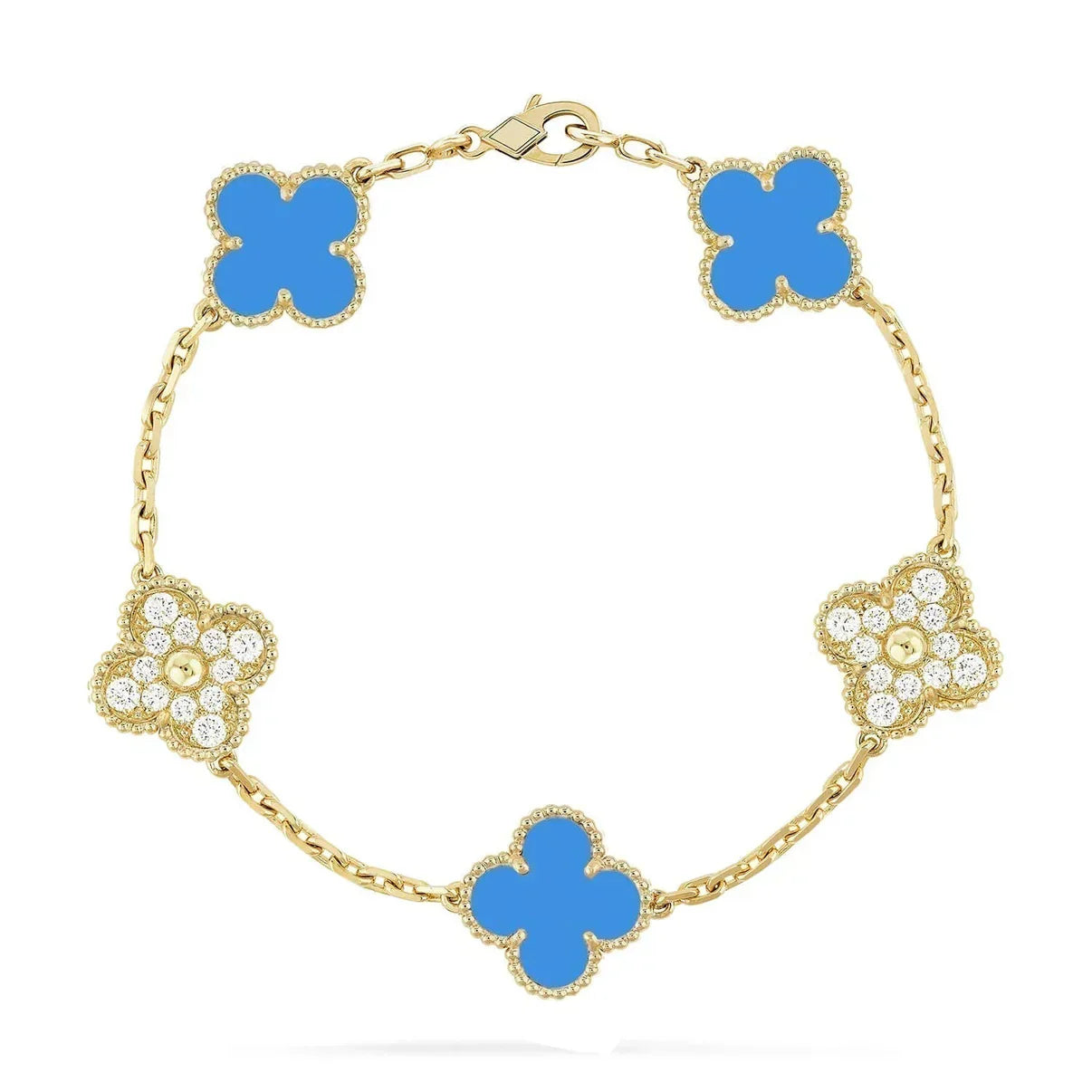 [Auream] CLOVER 5 MOTIF BLUE AGATE BRACELET COLLECTION
