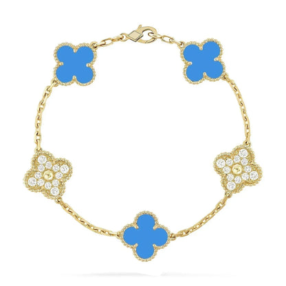 [Auream] CLOVER 5 MOTIF BLUE AGATE BRACELET COLLECTION