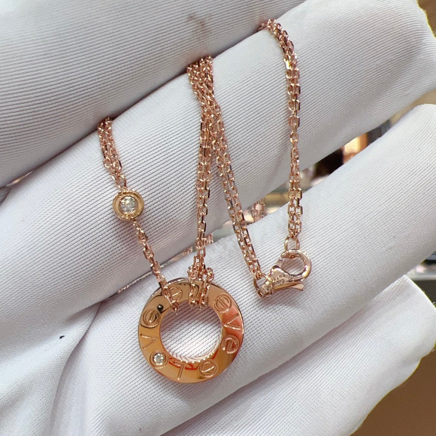 [Auream]LOVE NECKLACE 16MM 2 DIAMONDS