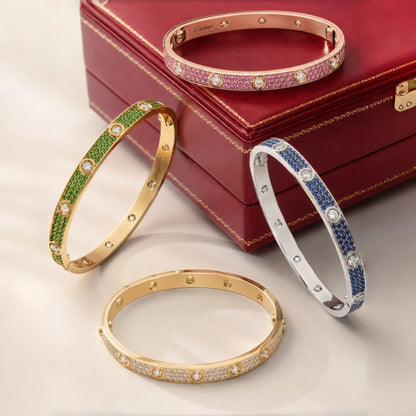 [Auream]2026 PAVE GEMSTONE LOVE BRACELET 6.1MM 10 DIAMONDS