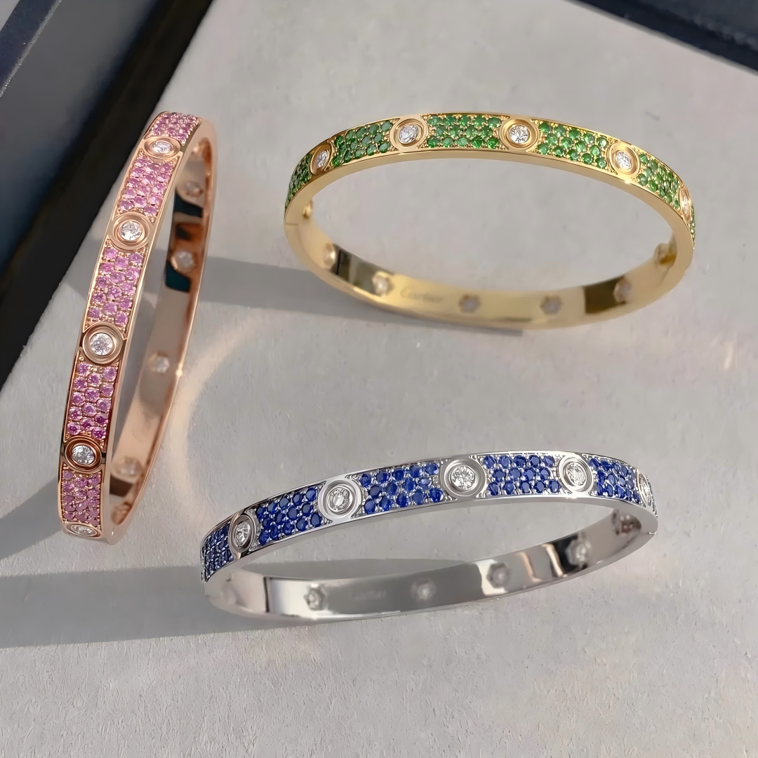 [Auream]2026 PAVE GEMSTONE LOVE BRACELET 6.1MM 10 DIAMONDS