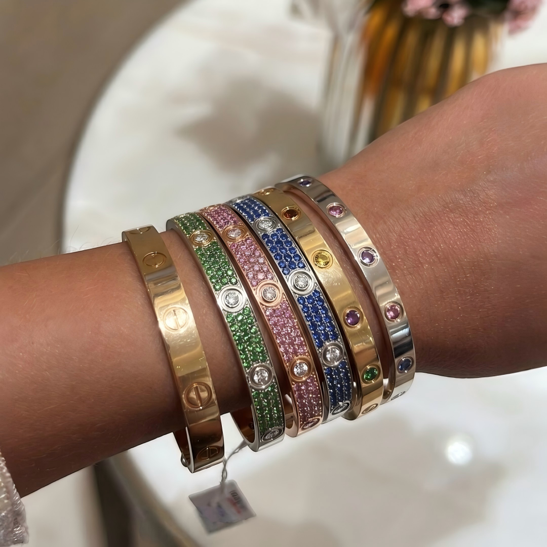 [Auream]2026 PAVE GEMSTONE LOVE BRACELET 6.1MM 10 DIAMONDS
