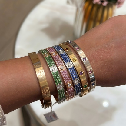 [Auream]2026 PAVE GEMSTONE LOVE BRACELET 6.1MM 10 DIAMONDS