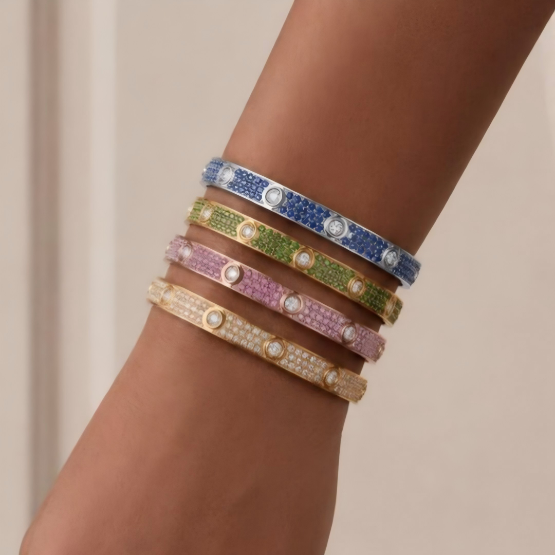 [Auream]2026 PAVE GEMSTONE LOVE BRACELET 6.1MM 10 DIAMONDS