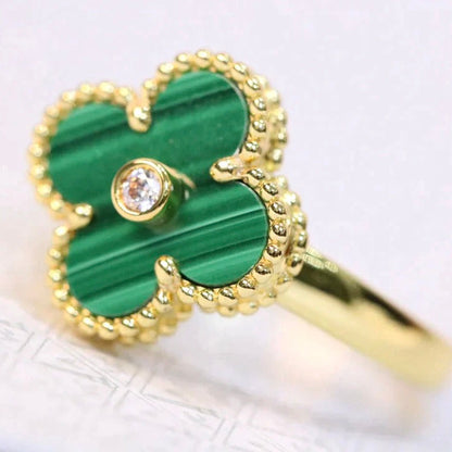 [Auream]CLOVER MALACHITE RING GOLD DIAMOND