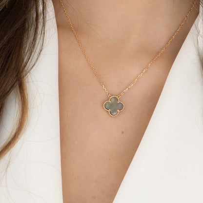 [Auream]CLOVER 15MM  GRAY MOTHER OF PEARL NECKLACE