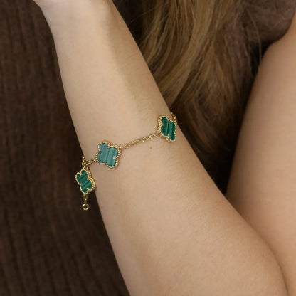 [Auream] CLOVER 5 MOTIF MALACHITE BRACELET COLLECTION