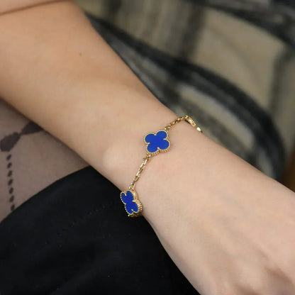 [Auream] CLOVER 5 MOTIF BLUE AGATE BRACELET COLLECTION