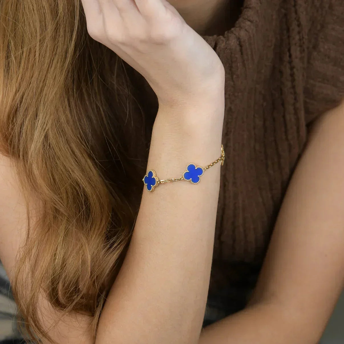 [Auream] CLOVER 5 MOTIF BLUE AGATE BRACELET COLLECTION