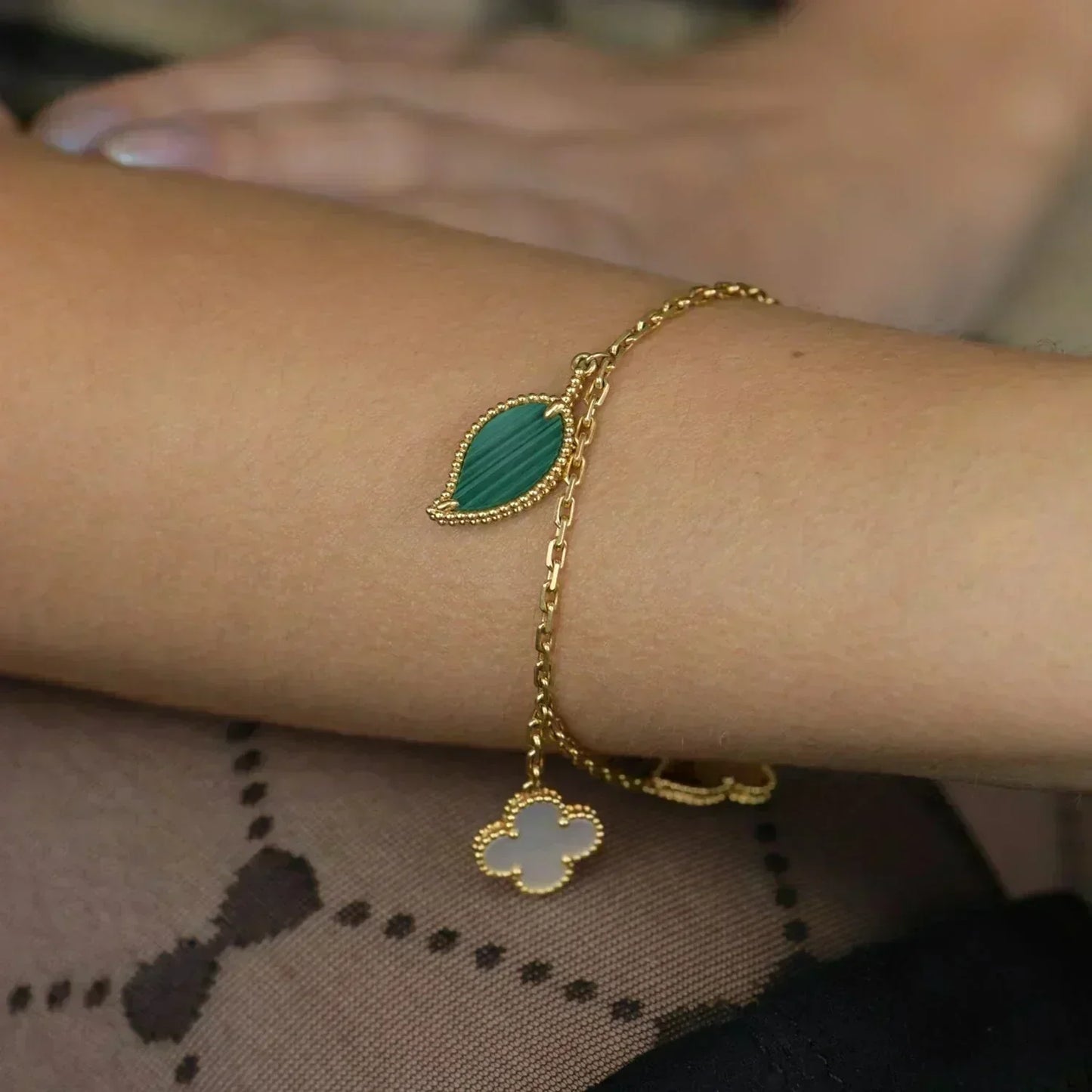 [Auream]LUCKY SPRING 5 MOTIF GOLD BRACELET
