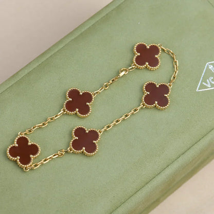 [Auream] CLOVER 5 MOTIF RED CORNELIAN BRACELET COLLECTION
