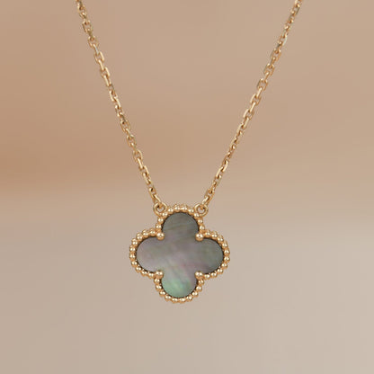 [Auream]CLOVER 15MM  GRAY MOTHER OF PEARL NECKLACE
